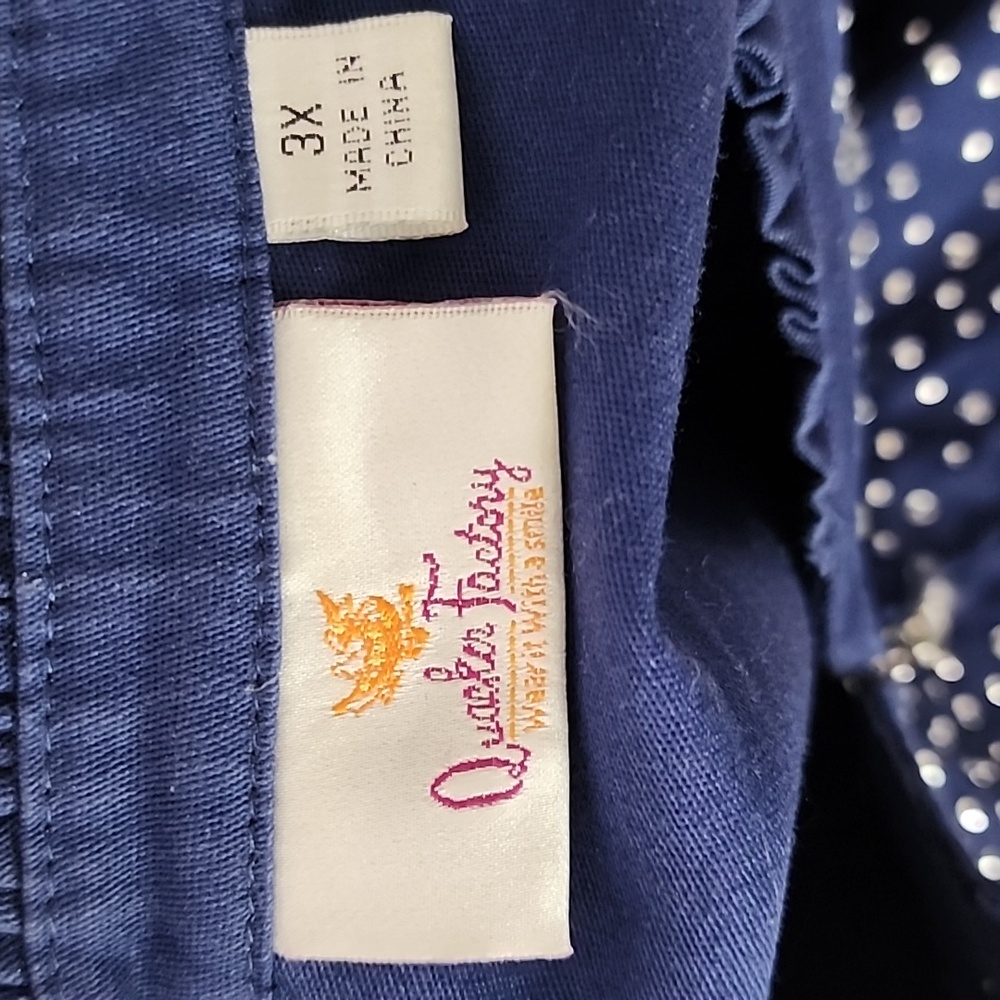 Quacker Factory Sparkle Stretch Embellished Ruffle Navy Blue Jacket - Picture 9 of 13